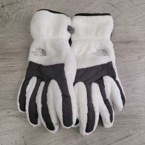 The North Face Denali Winter Thermal Fleece Gloves Womens Medium White Gray